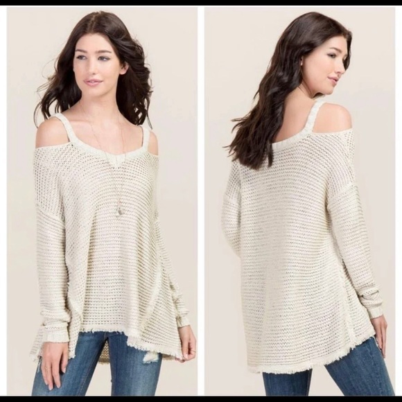 Quinn Women’s Pullover Cold Shoulder Knit Boho Sweater - Picture 10 of 10